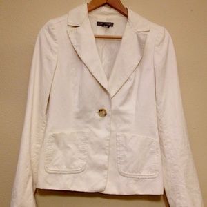 Ann Taylor White Blazer - Cotton Career Jacket
